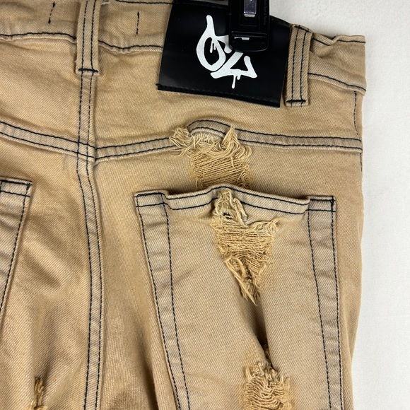 Outsiderz Streetwear rust pink jeans size 30 heavily distressed lined - Picture 4 of 7